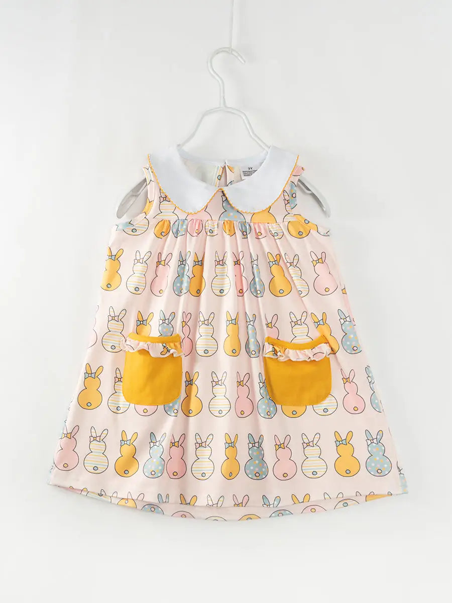 Easter Multicolor Bunny Pocket Dress