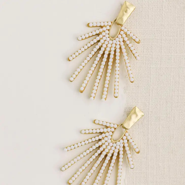 White Sunburst Statement Earrings