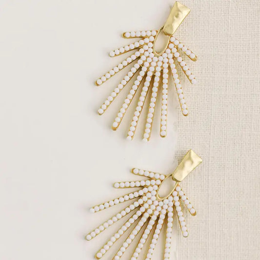 White Sunburst Statement Earrings