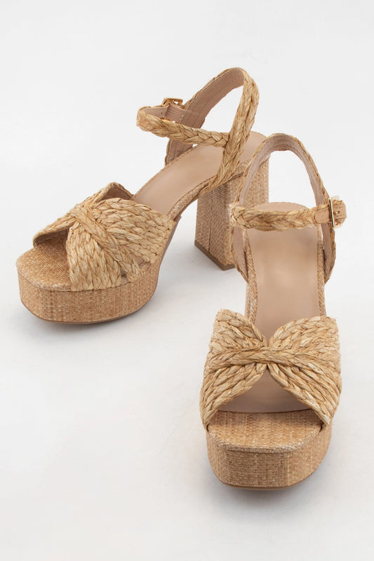 Platform Open-Toe Woven Wedge